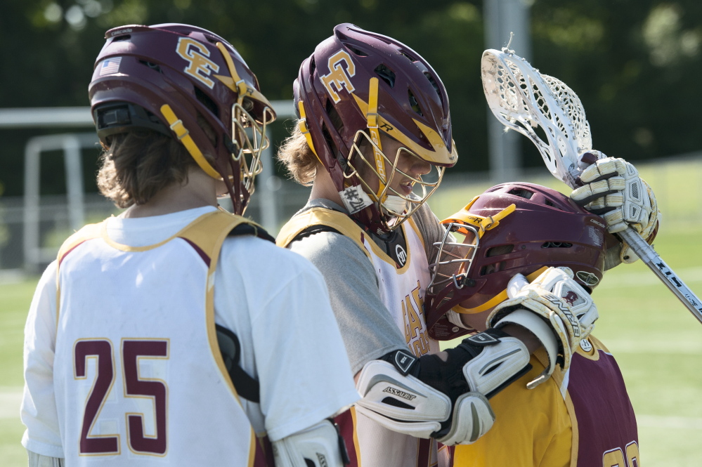 Through one generation after another, lacrosse has thrived in Cape Elizabeth. Now Owen Thoreck, left, and his twin brother Connor are freshmen for a program seeking its 18th state championship Saturday when it meets Yarmouth.