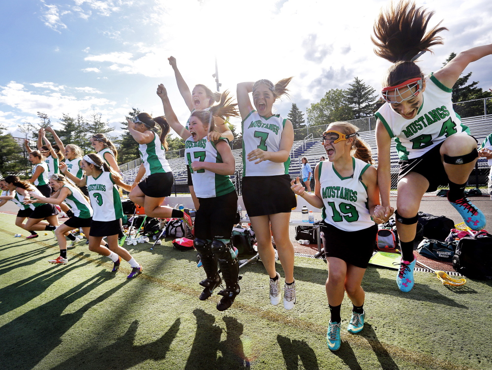 The Massabesic girls’ lacrosse team waited a year to make up for a loss to Cheverus in the 2013 Class A state final. Add that to the emotion of beating the Stags with a sudden-death goal Saturday and well, the word is celebration.