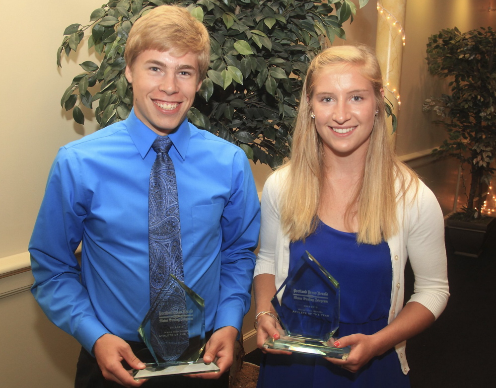 Silas Eastman of Fryeburg Academy and Martha Veroneau of Waynflete were chosen as Portland Press Herald/Maine Sunday Telegram Athletes of the Year in 2013.