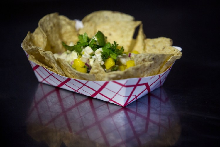 Ceviche is one of the daily options from the new Fishin’ Ships food truck, an alternative to the truck’s staple: fried fish in batter made with local beers and served with fries made from Maine potatoes.