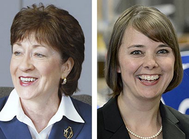 U.S. Sen. Susan Collins, left, and Shenna Bellows