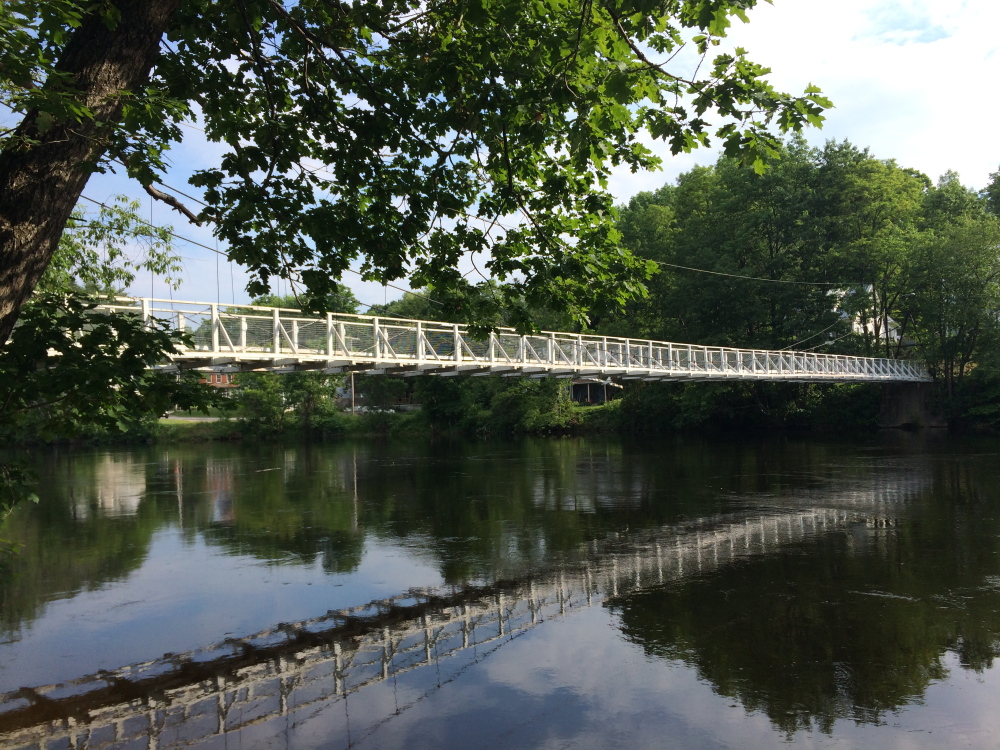 A Skowhegan man was rescued after jumping off the Swinging Bridge near a popular swimming spot on Sunday.