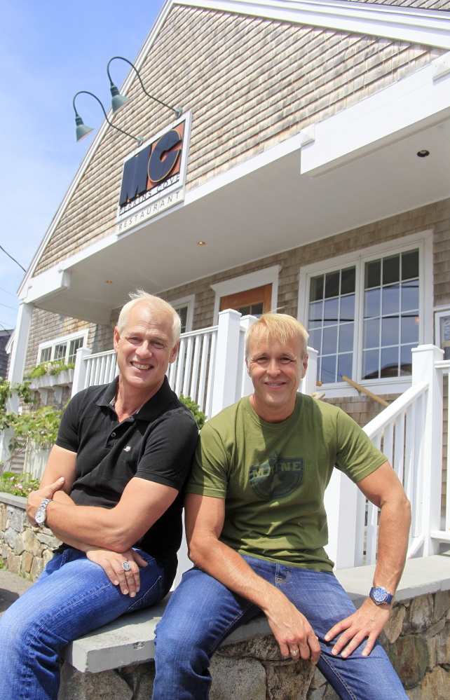 Mark Gaier, left, and Clark Frasier outside their MC Perkins Cove restaurant in Ogunquit. The James Beard award-winning chefs also operate M.C. Spiedo in Boston.