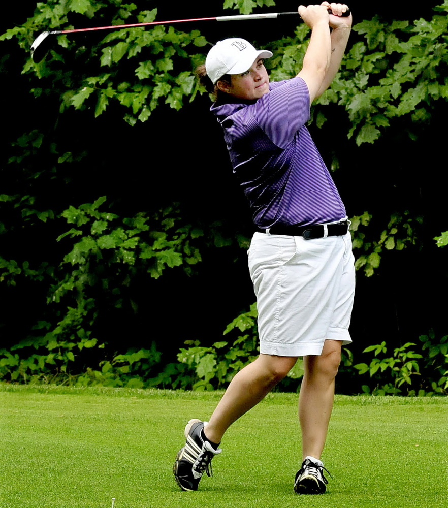 Emily Bouchard, defending champion of the Maine Women’s Amateur tournament, carded a first-round 80 at the Waterville Country Club in Oakland on Tuesday. She is tied for third place with Patricia Hornberger.