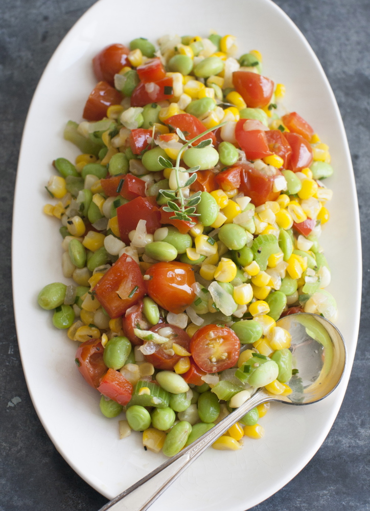 Summer edamame succotash.