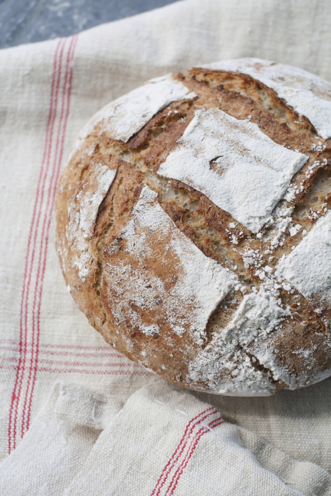 Dutch oven multigrain bread has a soft yet hearty interior.