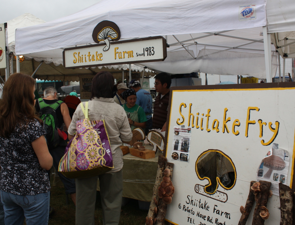 Fried shiitake mushrooms from Toshio and KaLin Hashimoto’s Rumford farm are a vegetarian favorite among fair-goers.