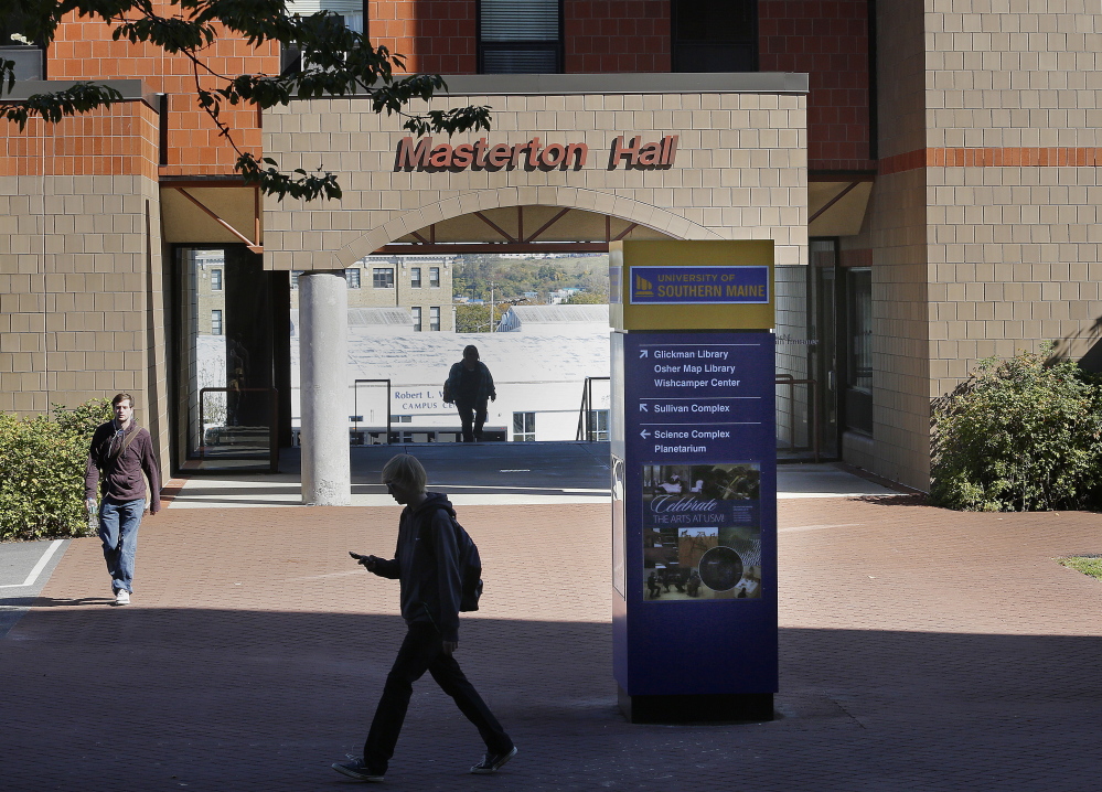 In this file photo, students make their way to classes at the University of Southern Maine.