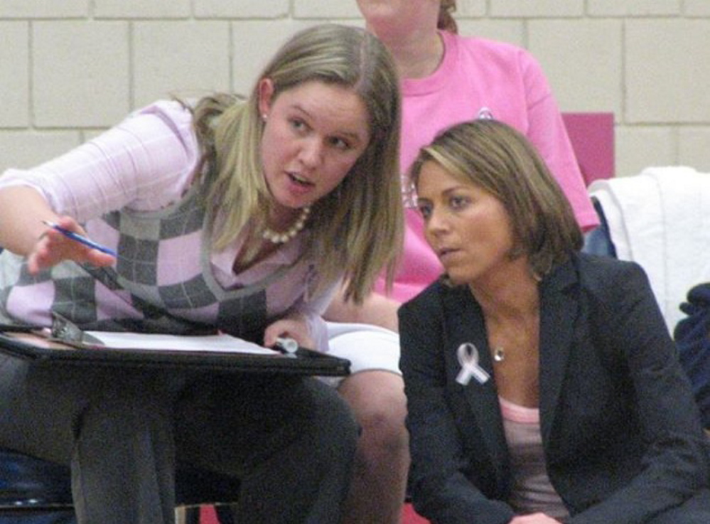 :Sam Allen, left, who played at Colby College, then was a graduate assistant at Smith College, hopes to someday become the head coach of a Division III program.
Courtesy photo