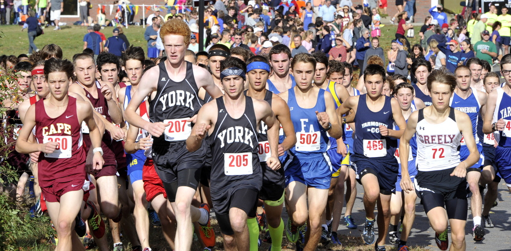 The Western Maine Conference cross country championships were on the line, and the runners in the boys’ race were off and running Friday at St. Joseph’s College. The regional and state meets are next.