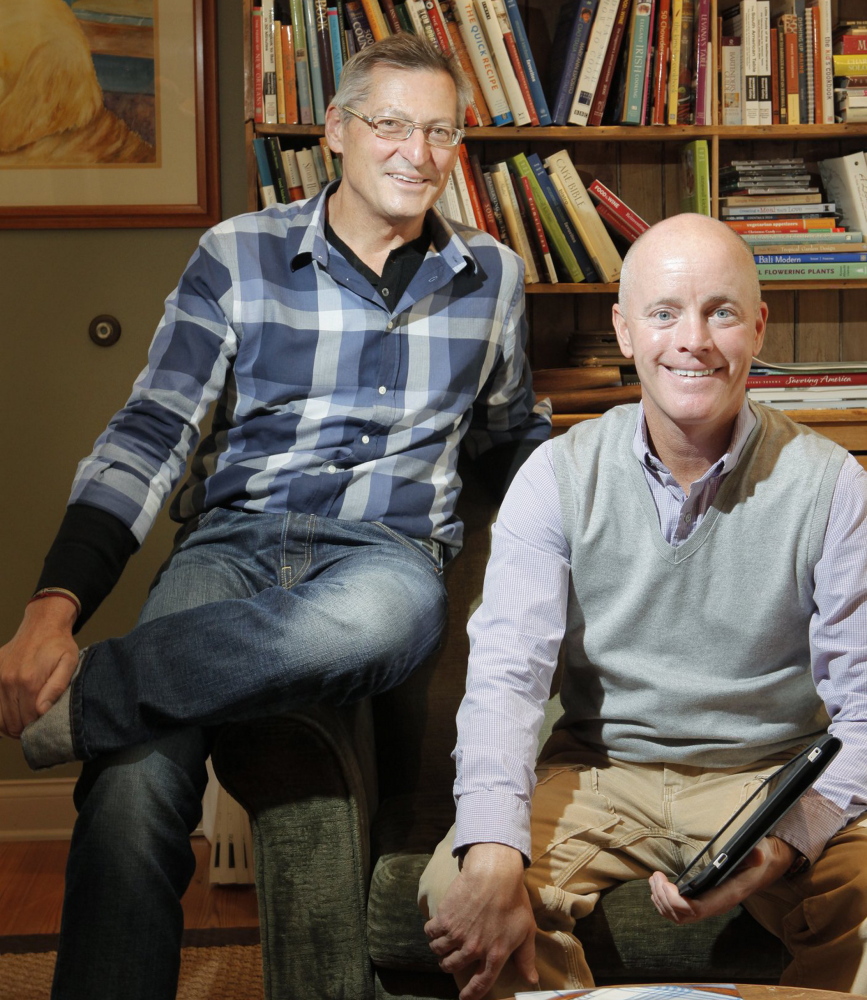 Jim Stott, left, and Jonathan King sold jam at a farmers market before starting Stonewall Kitchen two decades ago.