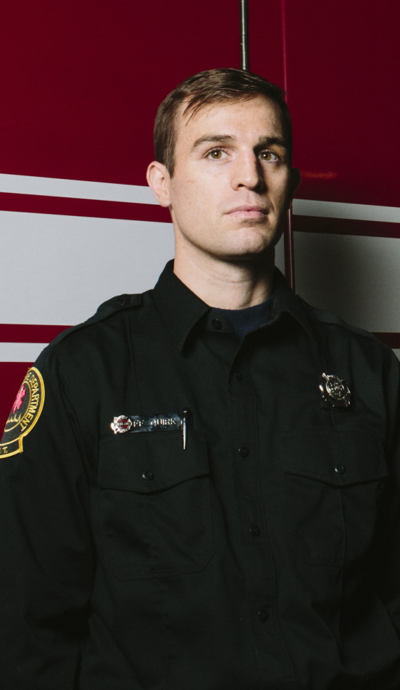 Portland firefighter Jason Quirk of Scarborough, at the Bramhall fire station on Wednesday.