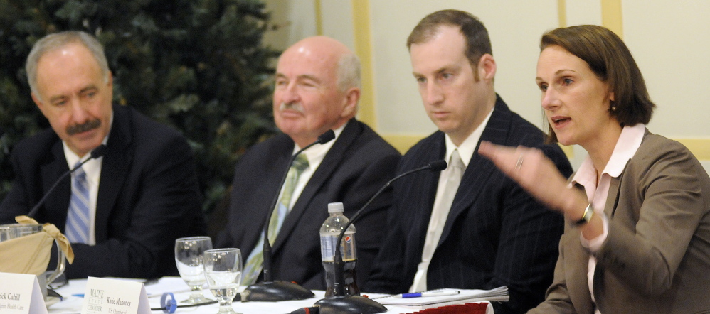 Katie Mahoney, executive director of health policy at the U.S. Chamber of Commerce, speaks Tuesday at a health care forum organized by the Maine State Chamber of Commerce at the Senator Inn in Augusta.