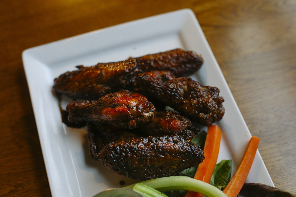 Washington Street Wings with honey-bourbon sauce.