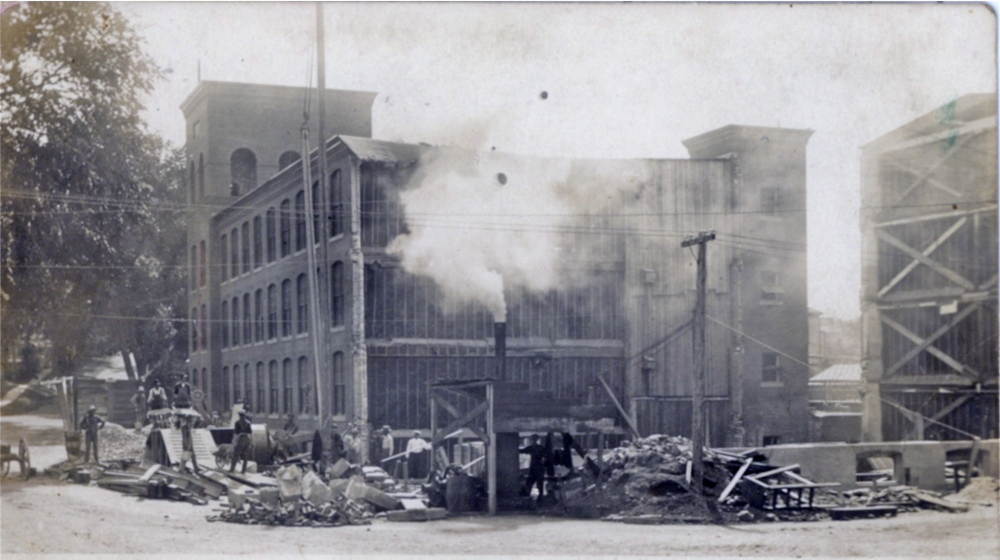 This circa 1905 post card shows the construction of Mill #1 of the former Carleton Woolen Mill in Winthrop.