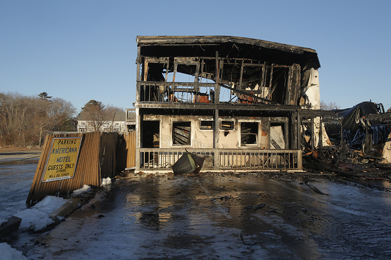 The ruins of the Americana Motel in Old Orchard Beach  Wednesday morning.