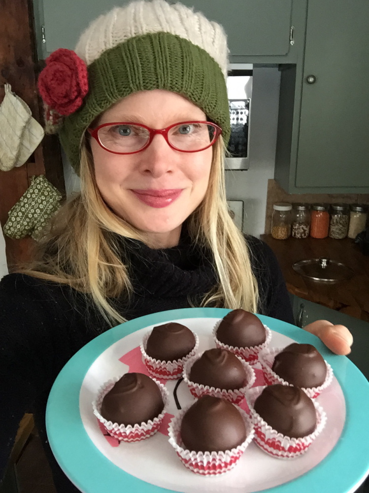 Christy Ellingsworth with her Chocolate-Peanut Butter Truffles
Courtesy Elizabeth Fraser
