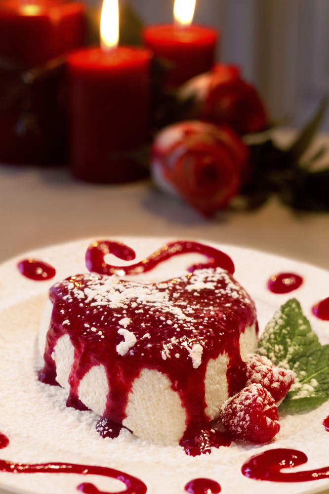 White Chocolate Coeur a la Creme with Raspberry Sauce