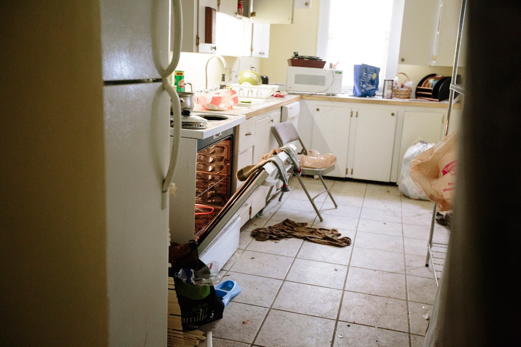 Socks were found hanging on an oven being used as a heater at 188 Dartmouth St. in Portland where inspections prompted by tenant complaints found significant safety and code violations.