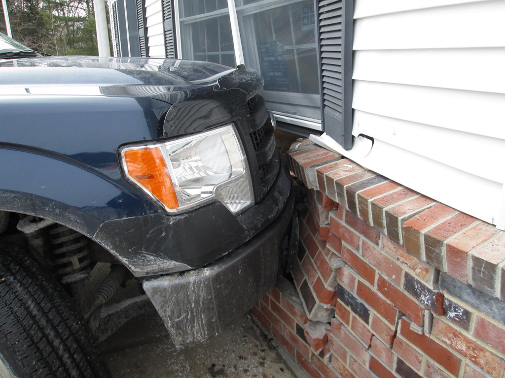 The truck, a Ford F-150, had to be towed from the scene. No one was injured. Courtesy Yarmouth police 

