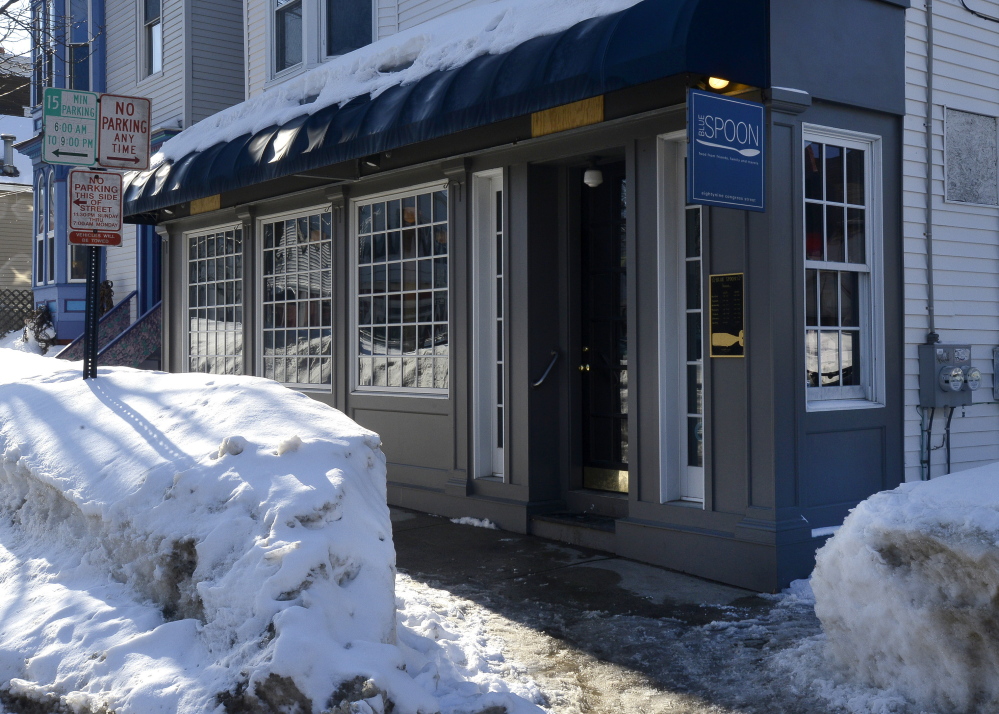 Blue Spoon on the corner of Congress and Merrill streets in Portland's East End.