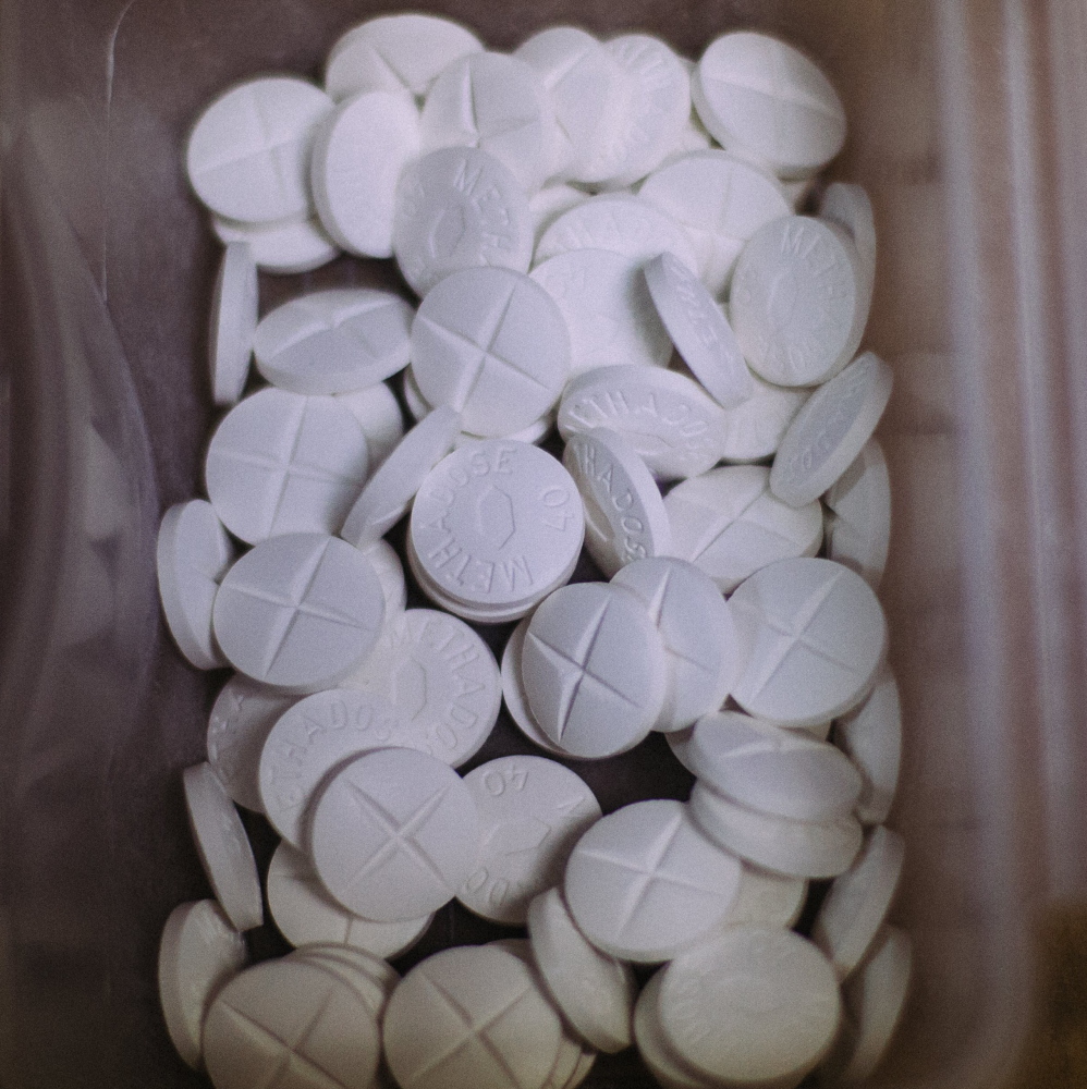 Methadone tablets at the CAP Quality Care clinic in Westbrook. People opposed to  Gov. LePage’s bid to eliminate coverage for methadone turned out in force in Augusta Thursday.