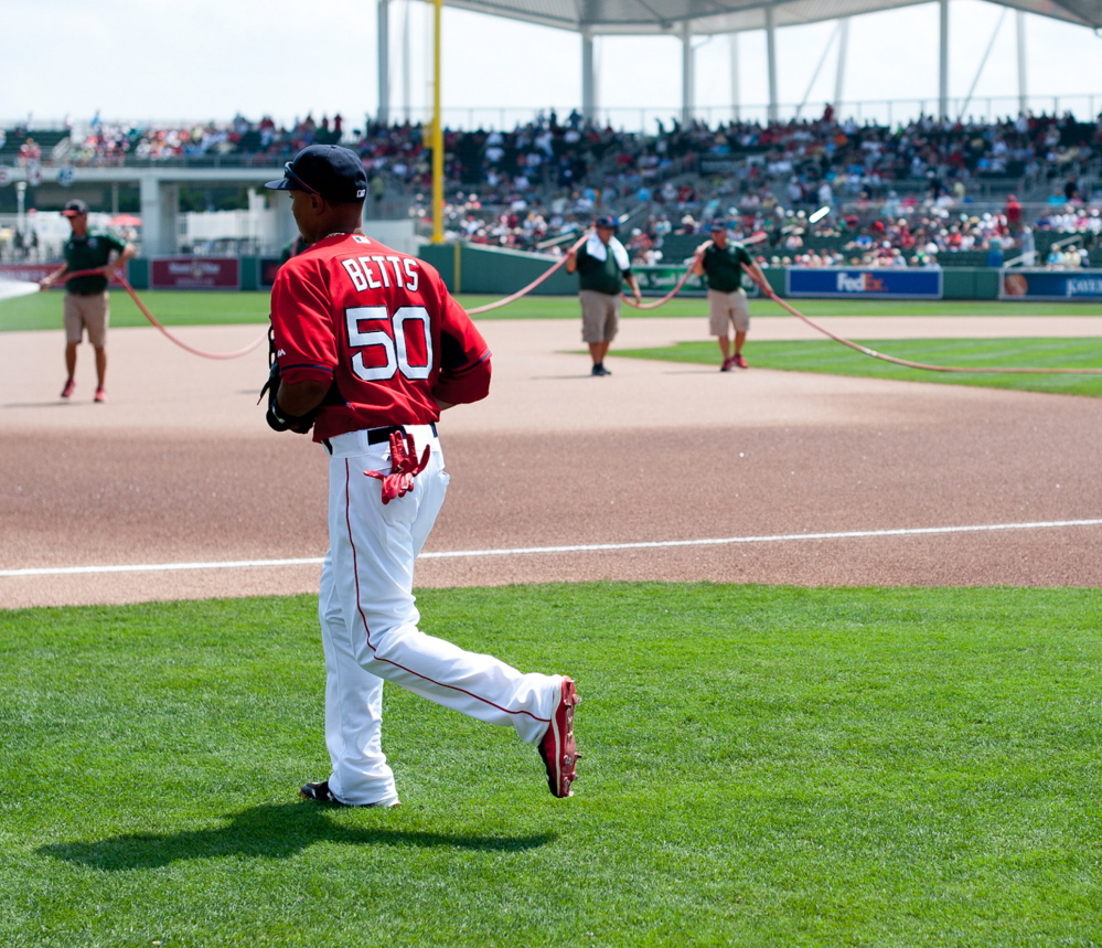 A Boston radio show interpreted a Shane Victorino quote that he would love Cole Hamels on the Red Sox as meaning the team should trade Mookie Betts. Victorino denied that Thursday, and compared Betts to a former National League MVP.