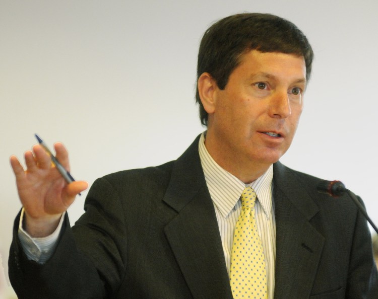 Rep. Kenneth Fredette, R-Newport, introduces Gov. Paul LePage’s proposal for a constitutional amendment to eliminate the state income tax to the Legislature’s Taxation Committee on Tuesday. Committee members challenged Fredette about other sources of revenue that would be needed to fund state government.