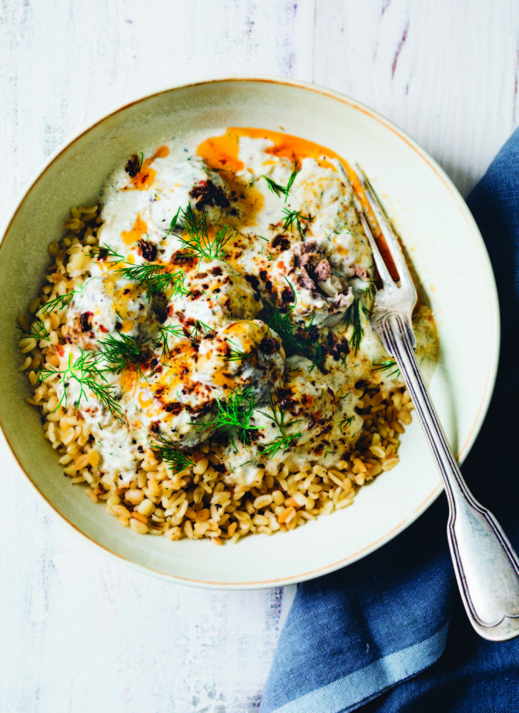 Lamb Meatballs in Warm Yogurt Sauce with Sizzling Red Pepper Butter, from “Yogurt: Sweet and Savory Recipes for Breakfast, Lunch, and Dinner.”