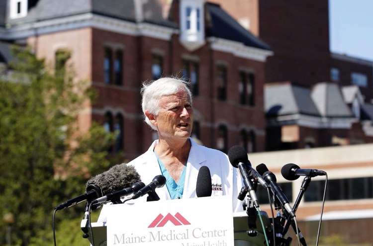 Dr. William D'Angelo updates the media on the condition of former President George H.W. Bush after Bush fell at his Kennebunkport home and broke a bone in his neck. 