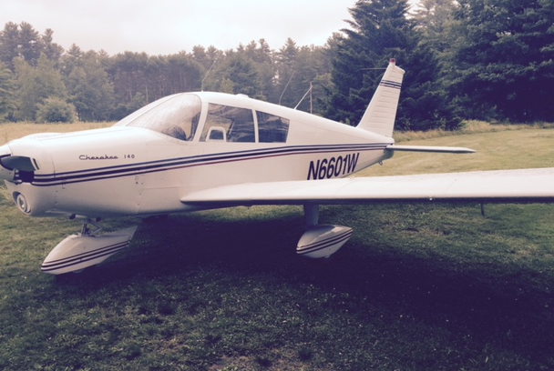 Gary Sousy, 66, of Brewer, landed his 1965 Piper Cherokee 140 on the second hole of the Province Lake Golf Club in Parsonsfield Saturday.

