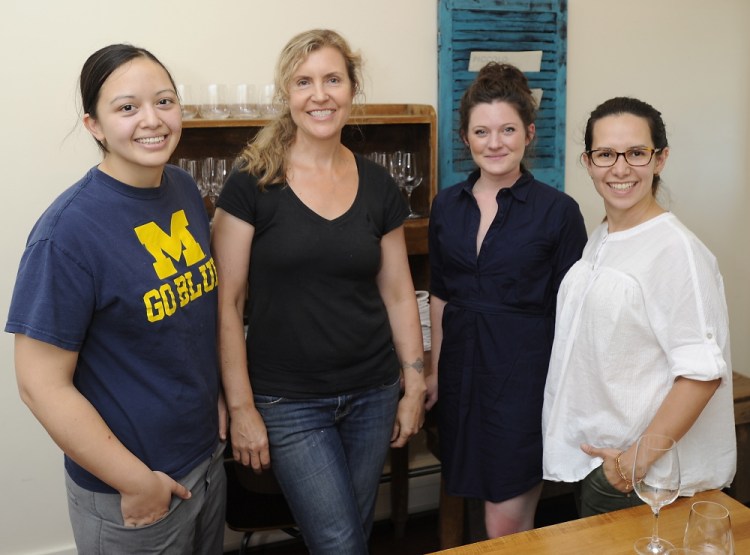 Cara Stadler, Krista Desjarlais, Kim Rogers and Ilma Lopez meet to talk about the menu for the Oct. 25 Fabulous Femmes dinner at Flanagan’s Table, a barn venue in Buxton that hosts monthly chef dinners.