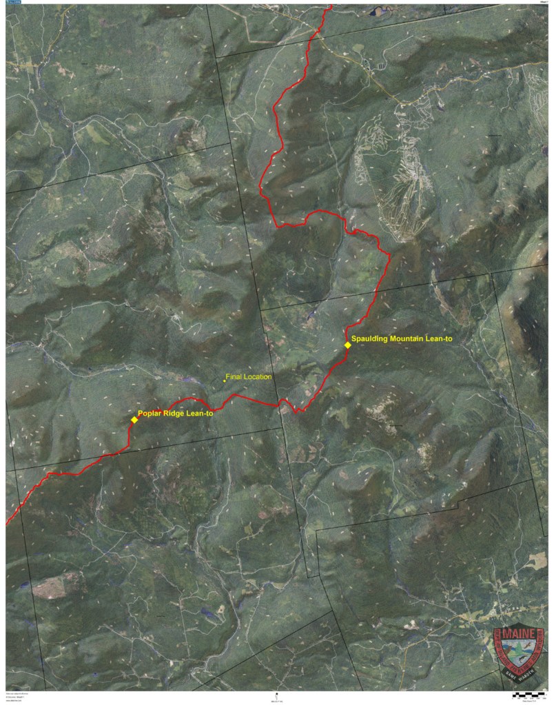 A Maine Warden Service map shows the spot where Geraldine Largay’s remains were found this month. The state medical examiner has officially identified her remains and said her death was accidental. 