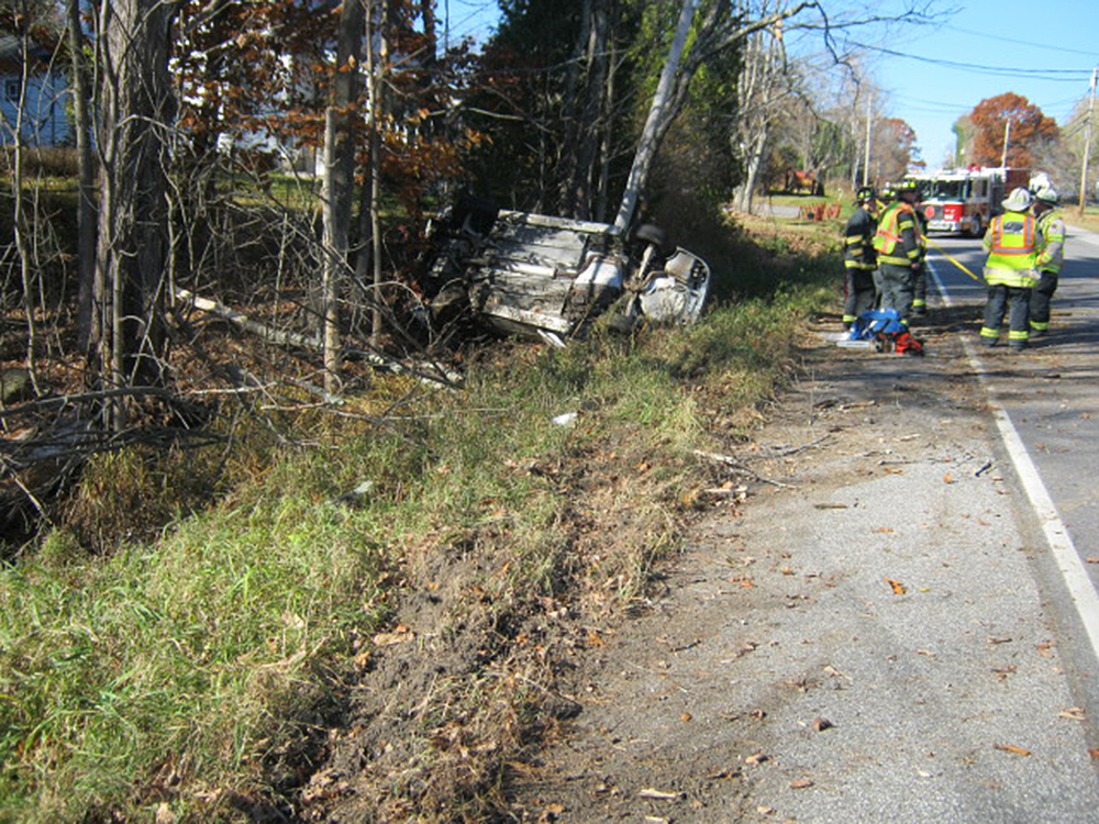 The crash closed a section of Route 25 in Gorham for several hours Wednesday while emergency crews cleared the scene. Photo courtesy of Gorham Police Department