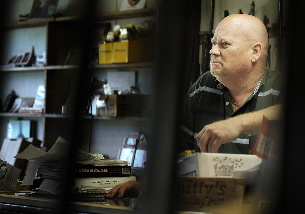 Stephen Smith, owner of Smitty’s Gun Shop on Route 1 in Machias, says sales have been strong at his store. "Obama's the best gun salesman in the world," he said. "People are ... buying everything I got in the store."
2012 Press Herald file photo