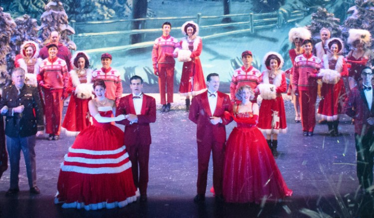 Kate Loprest as Betty Haynes, Joey Sorge as Bob Wallace, Vanessa Sonon as Judy Haynes, and Jeffry Denman as Phil Davis in the Ogunquit Playhouse production of "Irving Berlin’s White Christmas" at The Music Hall in Portsmouth.