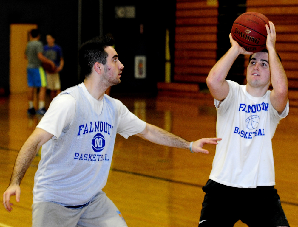 Thomas Coyne, left, and his brother, Colin, lead a Falmouth High team that won its first four games. Thomas, a senior, is averaging 31.1 points; Colin, a junior, is averaging 17.1.