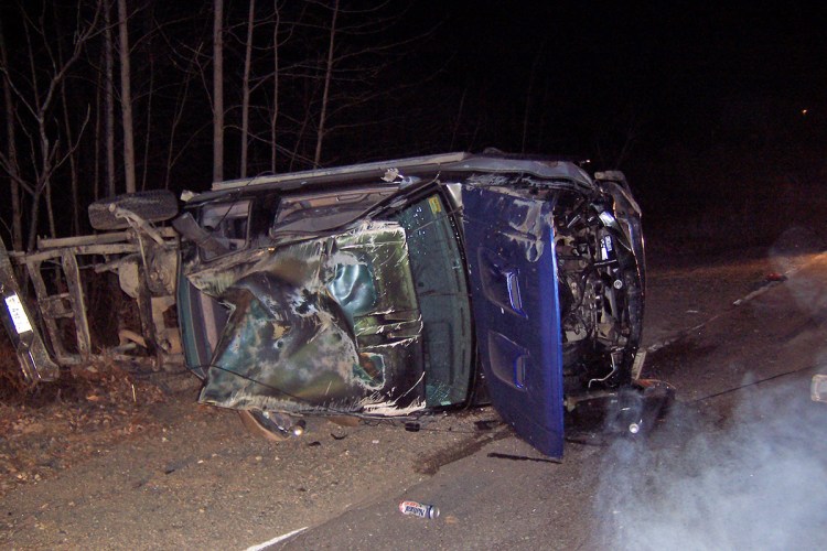 Adam Peaslee lost control of his pickup truck, went off the shoulder and hit a rock, flipping the vehicle, according to the Lincoln County Sheriff's Office.