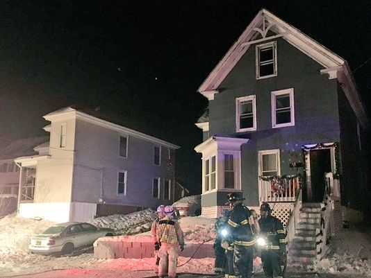 A fire damaged a home on Maple Street in Saco early Wednesday morning. 
WCSH photo