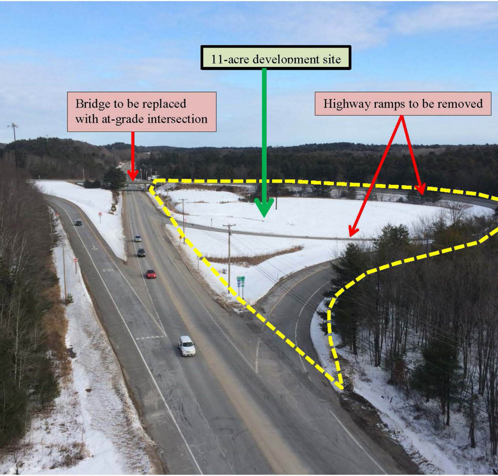 The Route 1 development site in Falmouth, looking northeast.