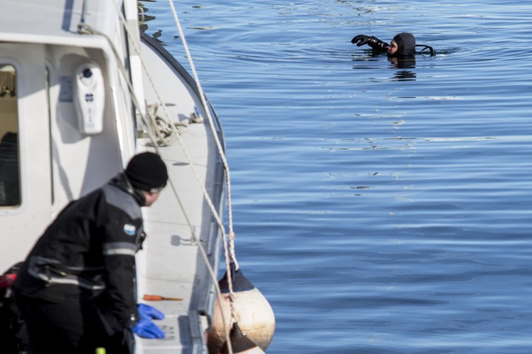 Divers search unsuccessfully last week for 23-year-old James Dyer, who was reported missing after spending New Year’s Eve in Portland. Searchers returned Monday to use sonar in the search.
