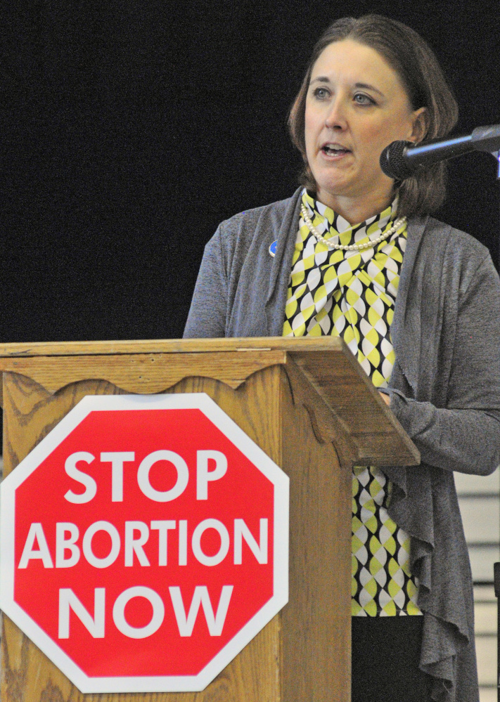 Assistant House Republican Leader Rep. Ellis Espling of New Gloucester speaks at the rally.