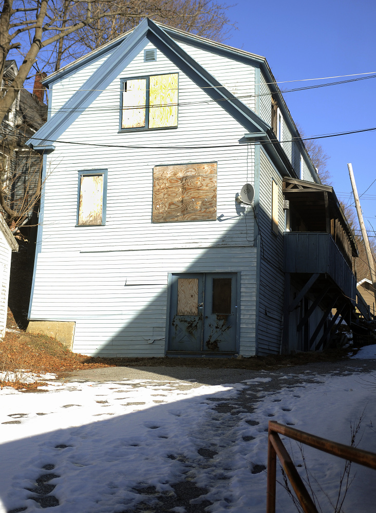 The former apartment building at 2 Highland Ave. in Gardiner is part of a redevelopment plan for several properties near the former T.W. Dick fabrication facility.