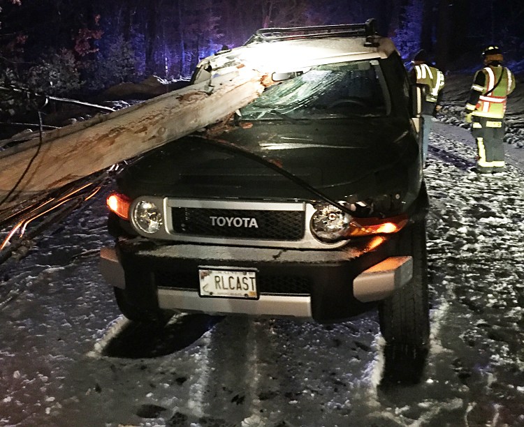 In this photo, emergency crews respond to a crash on Route 121 in Raymond Saturday. Photo courtesy of Cumberland County Sheriff's Office