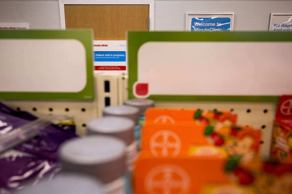 The Minute Clinic at CVS in South Portland allows patients to  get a diagnosis and a prescription while shopping for vitamins and shampoo. 