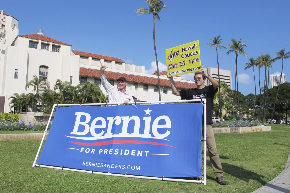 Bernie Sanders scored three wins in Western caucus contests Saturday, giving a powerful psychological boost to his supporters but doing little to move him closer to securing the Democratic nomination.