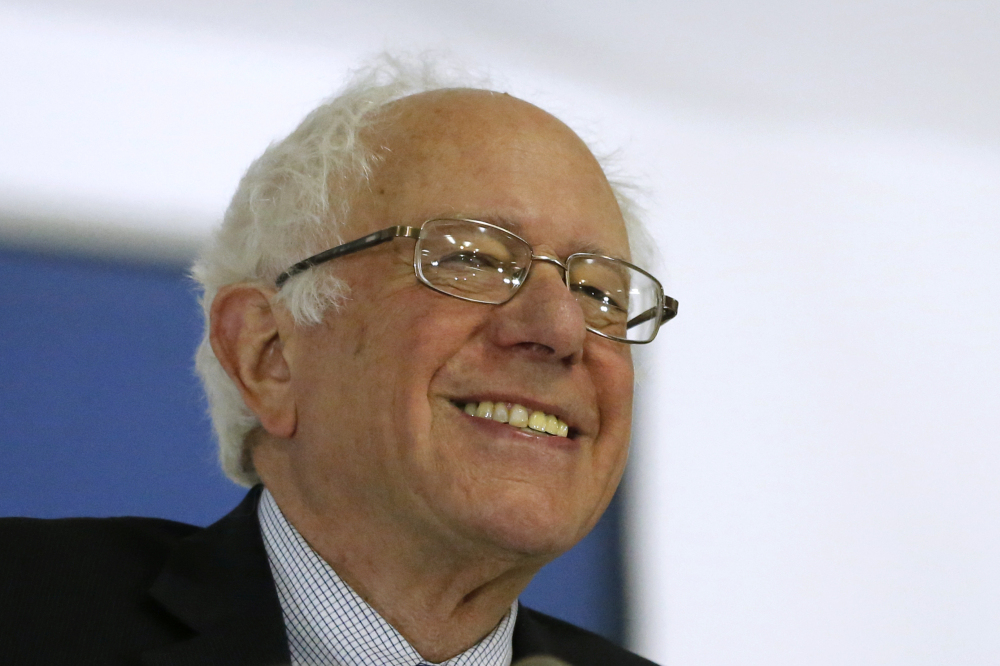 Sen. Bernie Sanders smiles as he speaks during a rally in Wisconsin in April. (AP Photo/Charles Rex Arbogast)