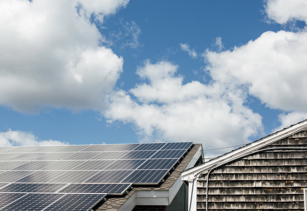 A rooftop solar array provides electricity to South Portland's planning and development offices.