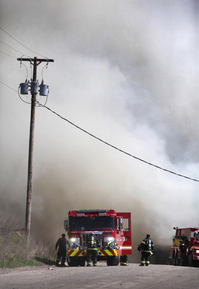 The fire at Aggregate Recycling Corporation on Route 236, also known as Dow Highway, in Eliot produced much smoke.