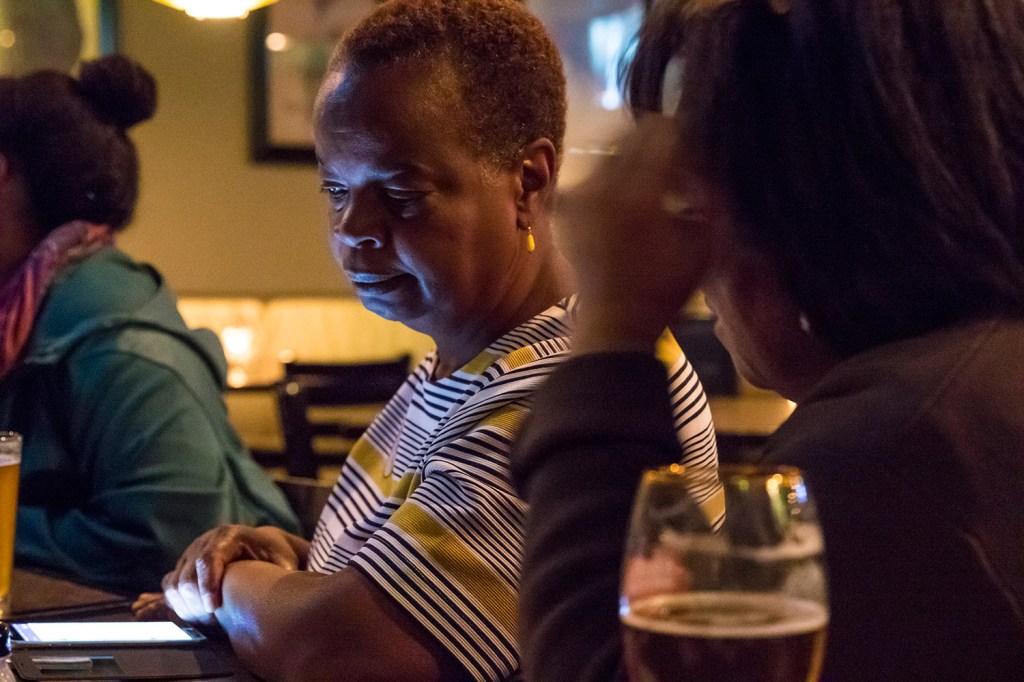 Senate District 28 candidate Jill Duson, left, receives encouragement from supporters at Bruno's Restaurant and Tavern on Tuesday night after conceding victory to Mark Dion.
Ben McCanna/Staff Photographer